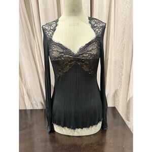 Ann Ferriday VTG Stock Lace And Jersey Sweetheart Top M